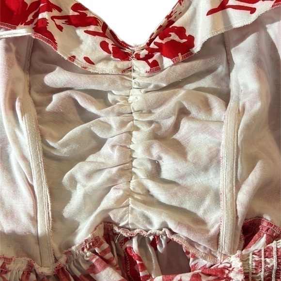 EUC Vintage Robbie Bee Pin-Up Style Red White Print Pockets Boned Bodice M - Picture 13 of 15